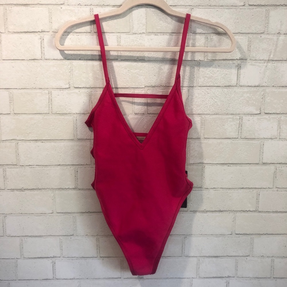 PrettyLittleThing | Pink Strap-back swimsuit